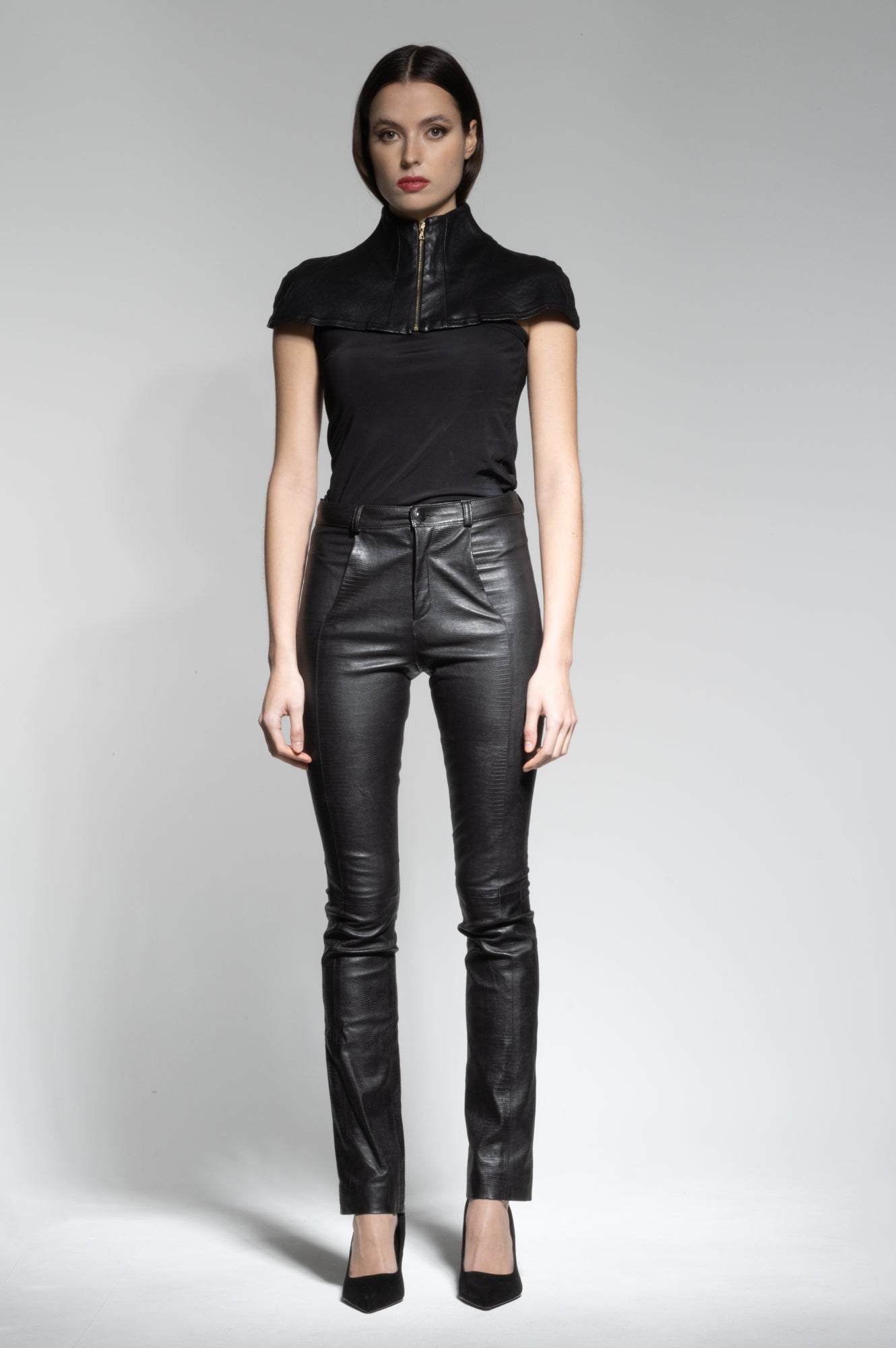 flared real leather pants