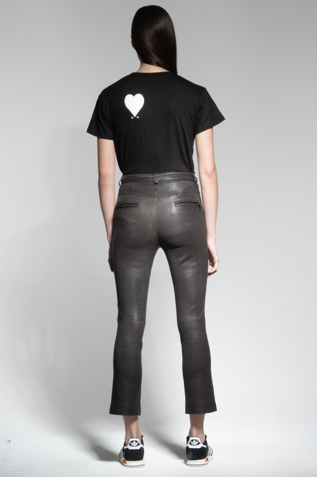 ANITA LEATHER FLARED CROPPED PANTS