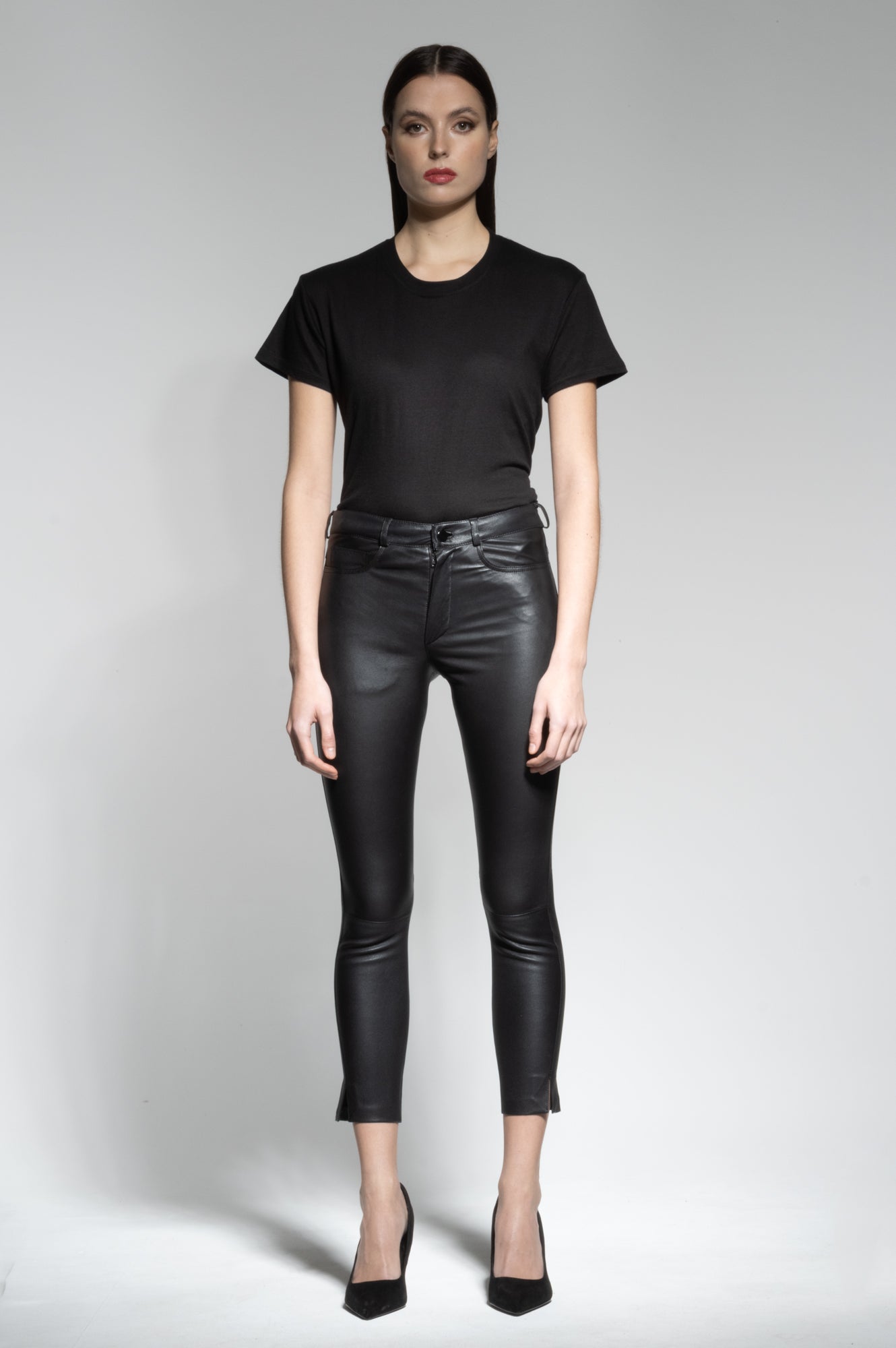 BETTY LEATHER CROPPED PANTS