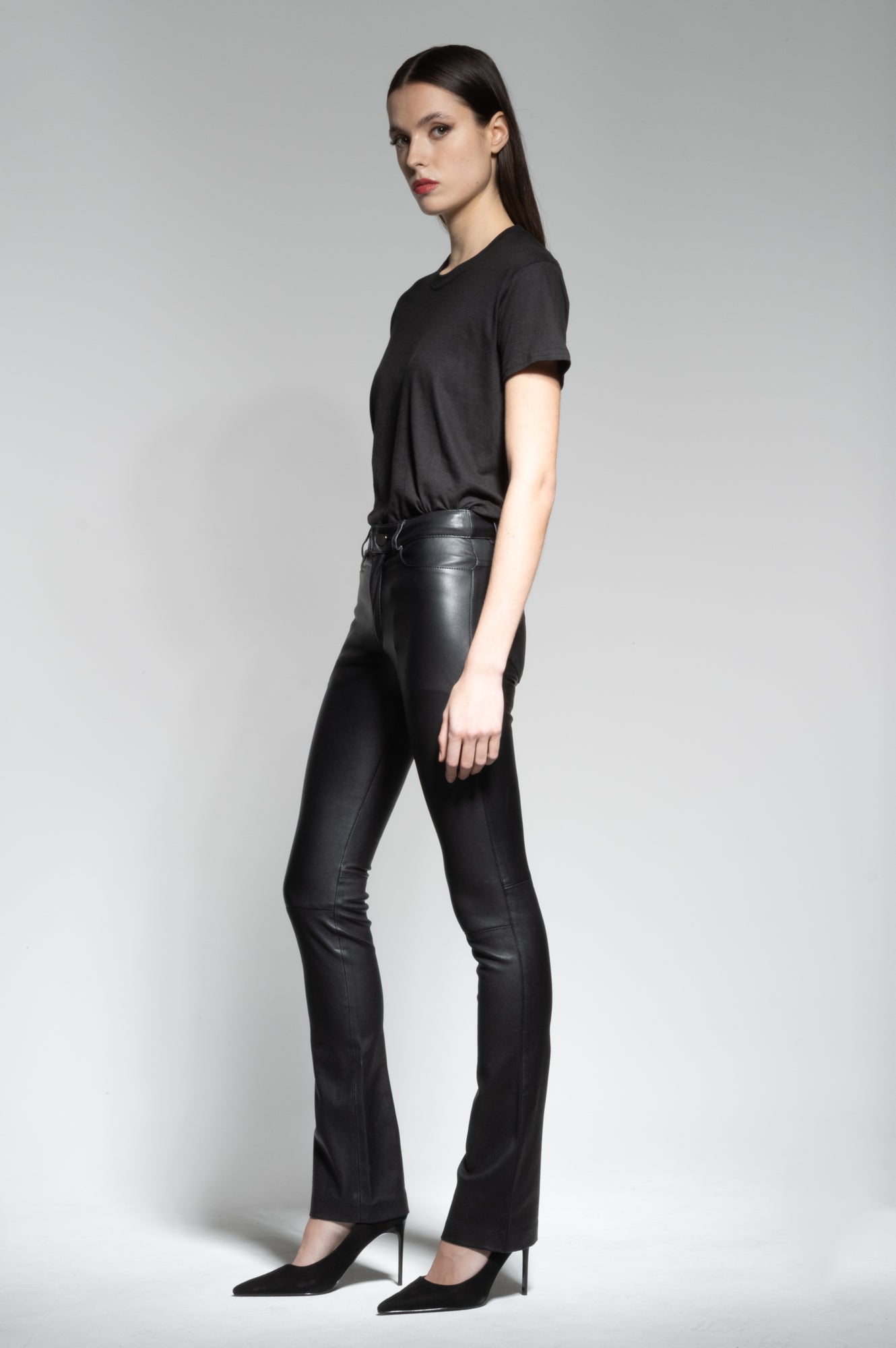 DONNA LEATHER FLARED PANTS