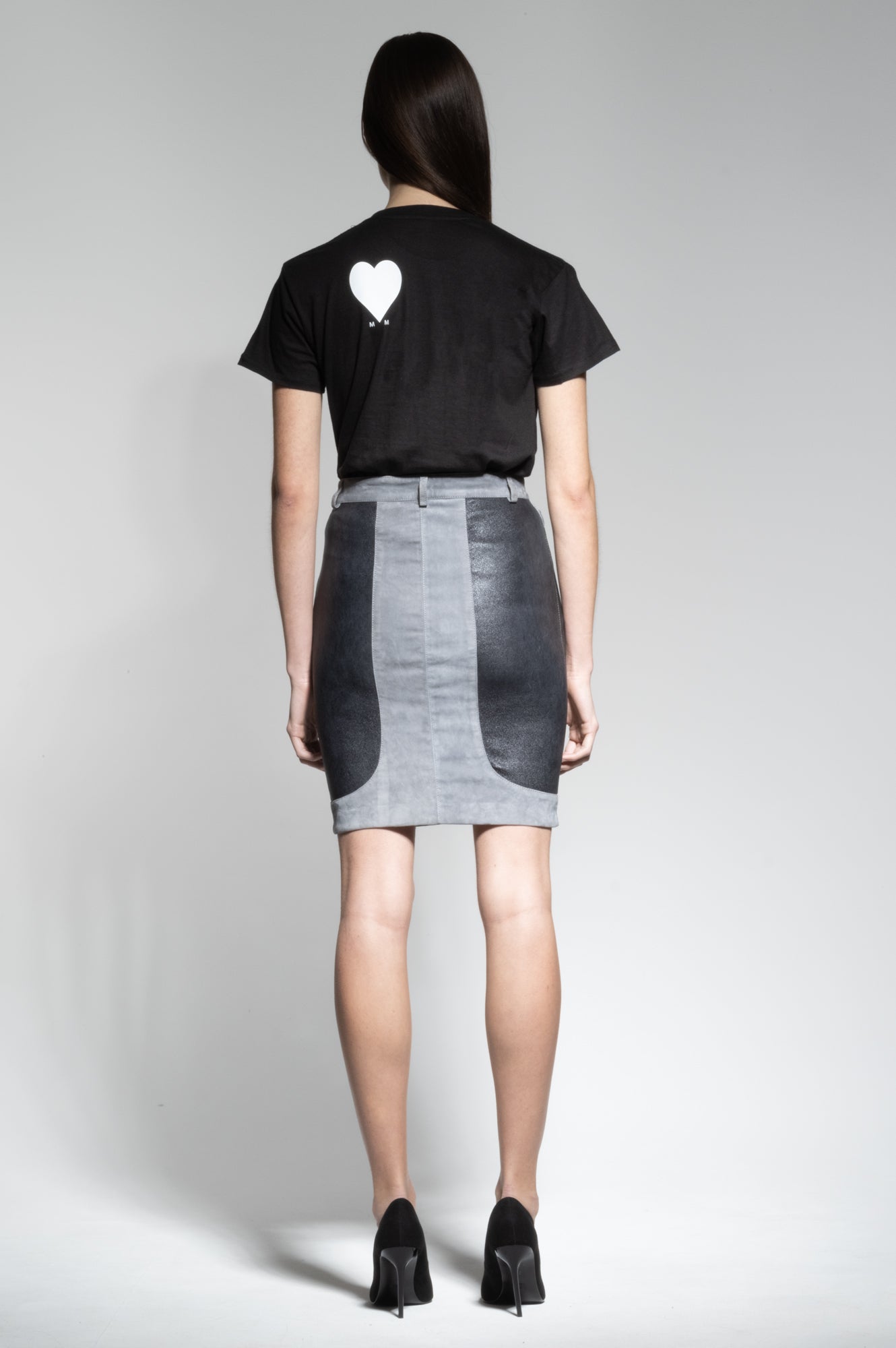 KADRY LEATHER & SUEDE SKIRT