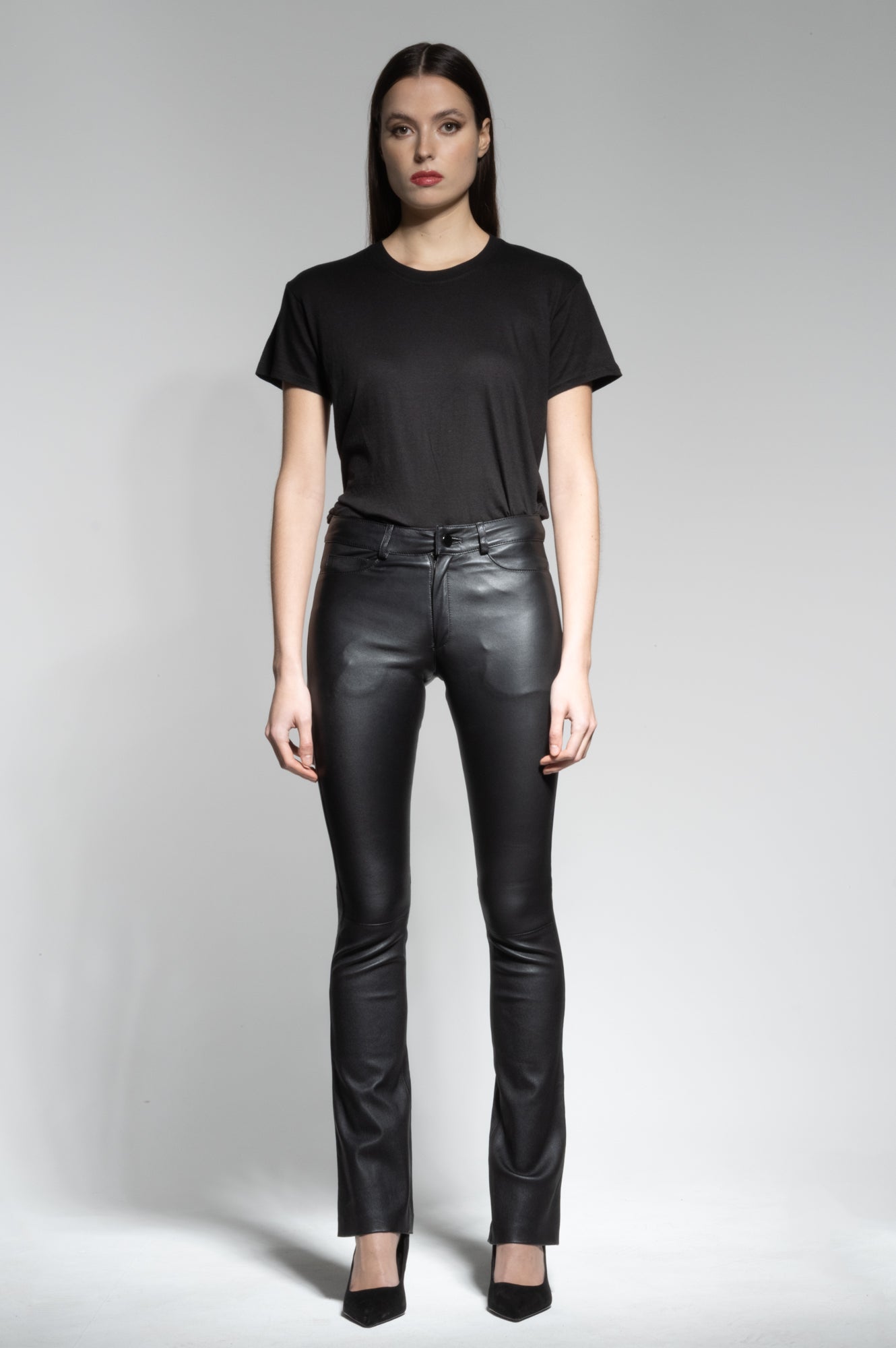 DONNA LEATHER FLARED PANTS